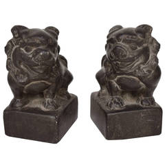 Pair of Early 19th Century Chinese Petite Fu Dog Charms