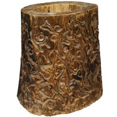 19th Century Chinese Cloud Carved Brush Pot