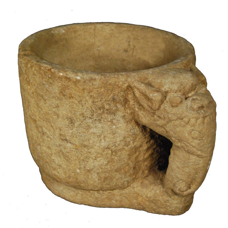 19th Century Chinese Carved Stone Mortar