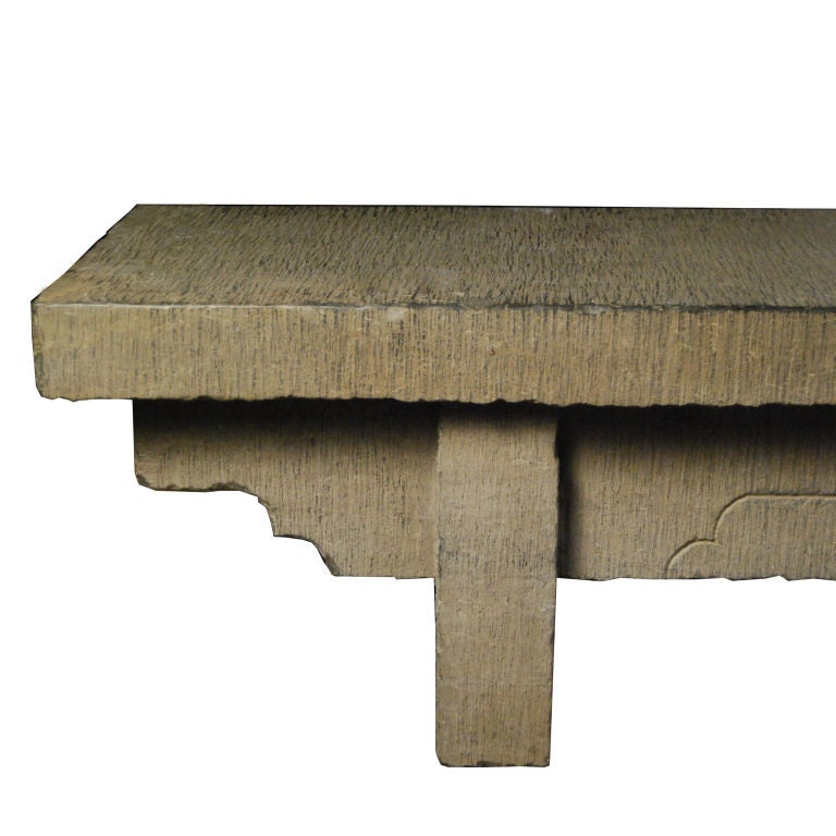 A 19th century Chinese carved limestone Ming inspired altar-form bench.<br />
<br />
Pagoda Red Collection #:  ZZZ027B<br />
<br />
<br />
Keywords:  Bench, stone, low, table, coffee, cocktail, garden, patio, outdoor, stool