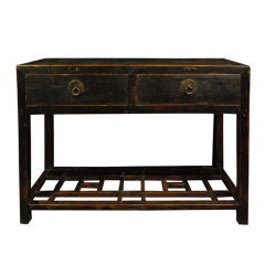 19th Century Chinese Table with Lattice Shelf