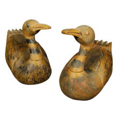 Pair of Early 20th Century Folk Carved Ducks