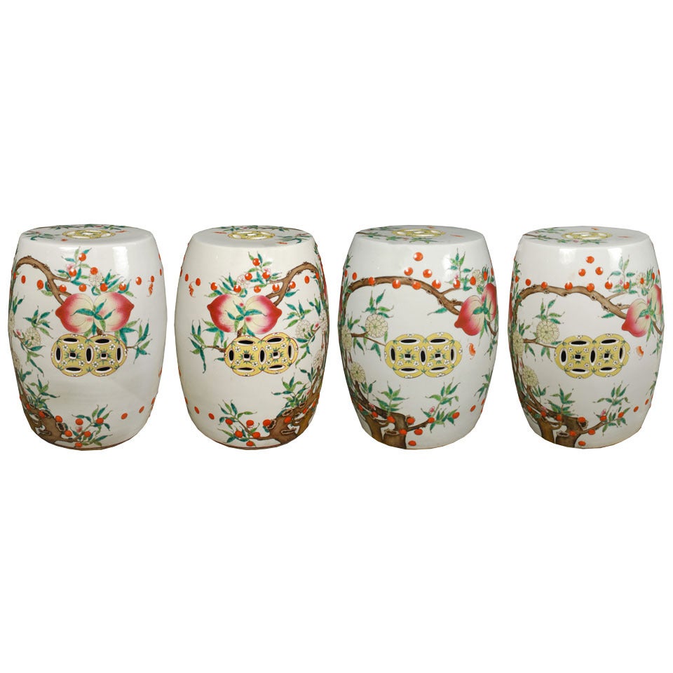 Colorful Chinese Stools with Pomegranates