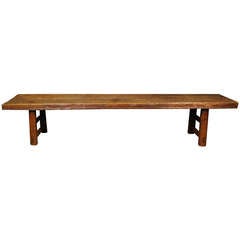 Antique 19th Century Chinese Plank Top Bench