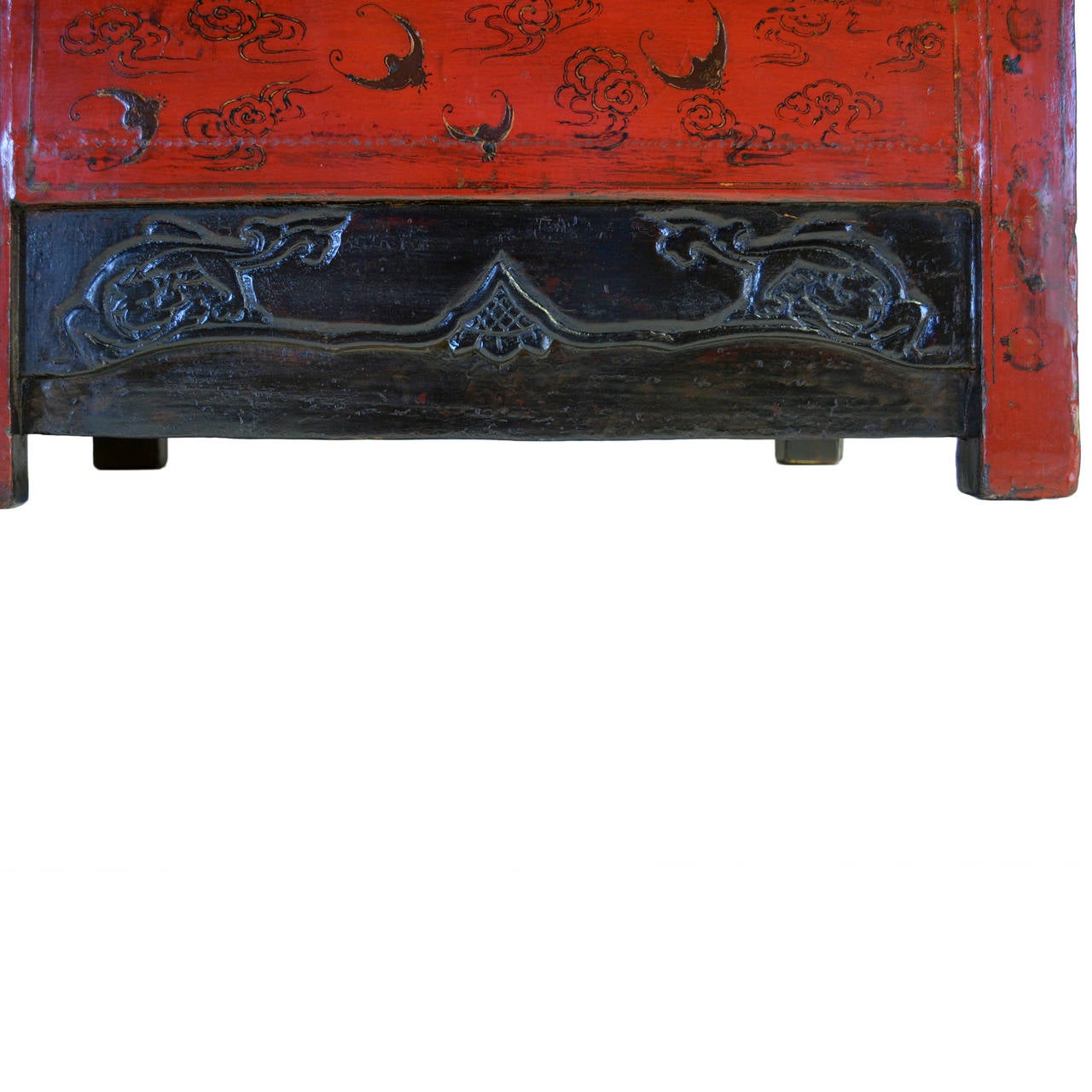 19th Century Red Lacquer Twin Chest In Excellent Condition In Chicago, IL