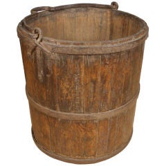 Antique Grande 19th Century Chinese Wooden Bucket