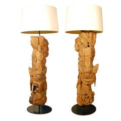 Pair of 19th Century Chinese Fu Dog Floor Lamps