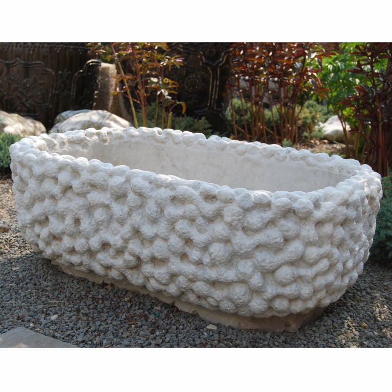 20th Century Chinese White Marble Root Tub