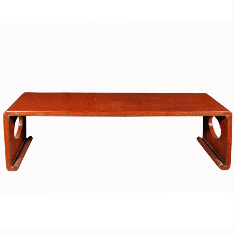 Chinese Red Lacquer Ribbon Table