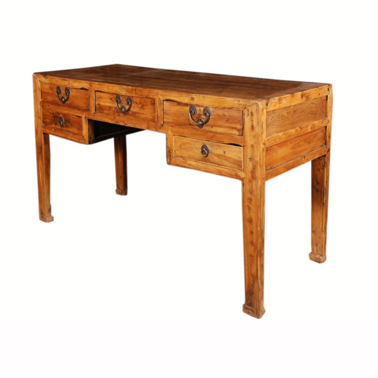 19th Century Chinese Writing Table with Five Drawers In Excellent Condition In Chicago, IL