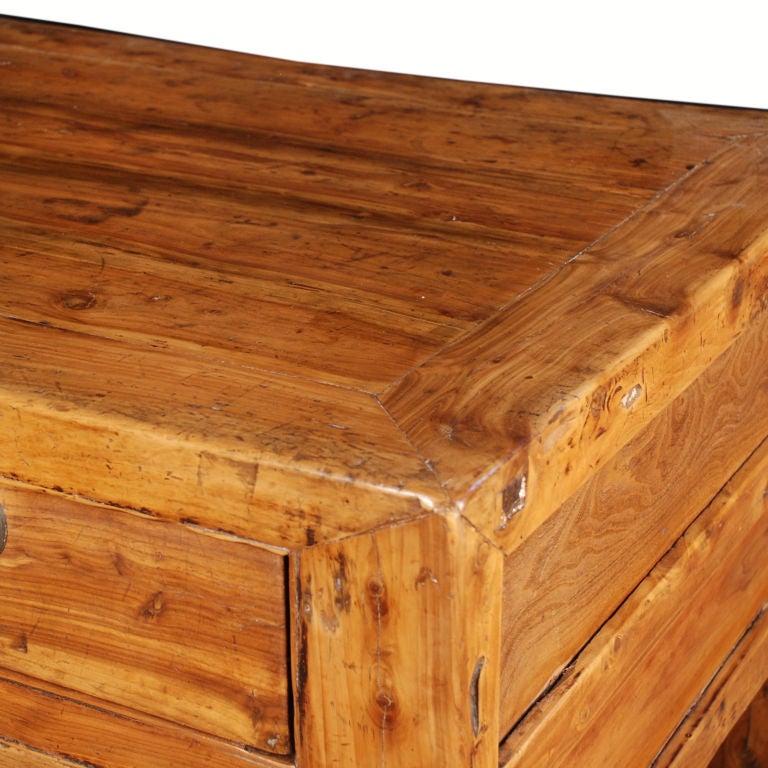 Cypress 19th Century Chinese Writing Table with Five Drawers