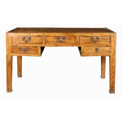 Used 19th Century Chinese Writing Table with Five Drawers
