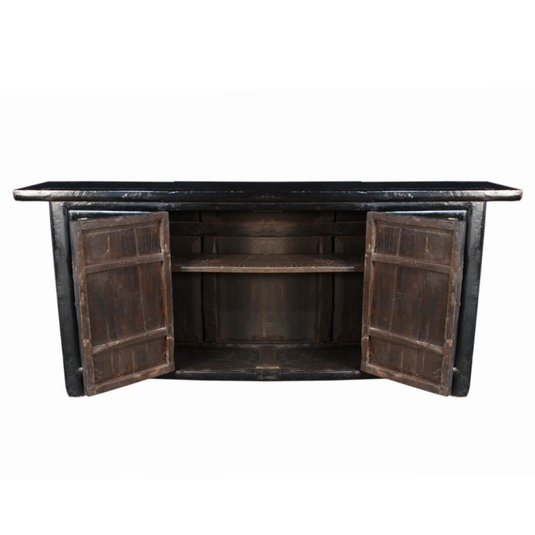 19th Century Chinese Four Door Black Lacquer Coffer