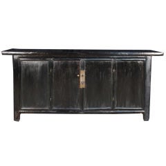 Antique 19th Century Chinese Four Door Black Lacquer Coffer