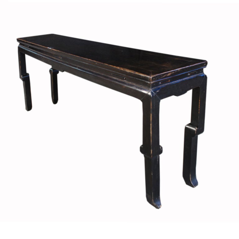 19th Century Chinese Black Lacquer Crooked Leg Altar