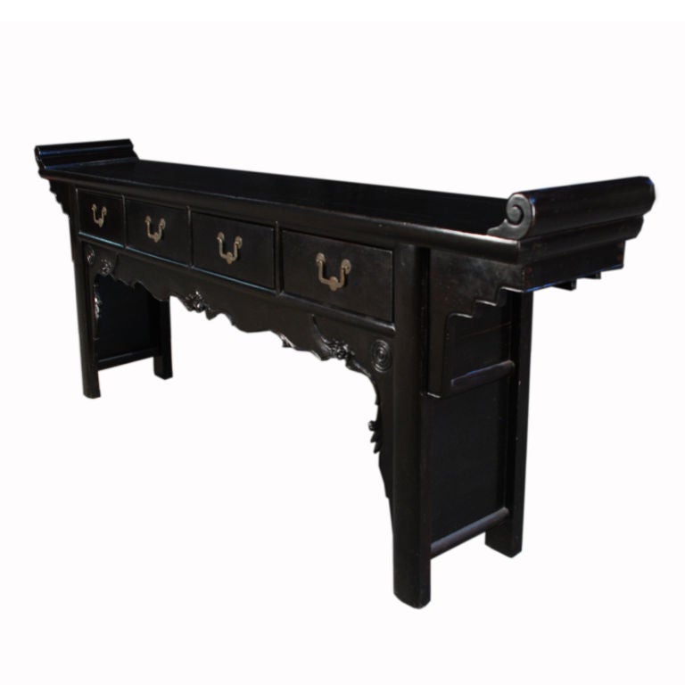 19th Century Chinese Black Lacquer Altar