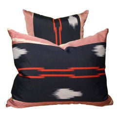 Pair of Vintage Japanese Ikat Pillows