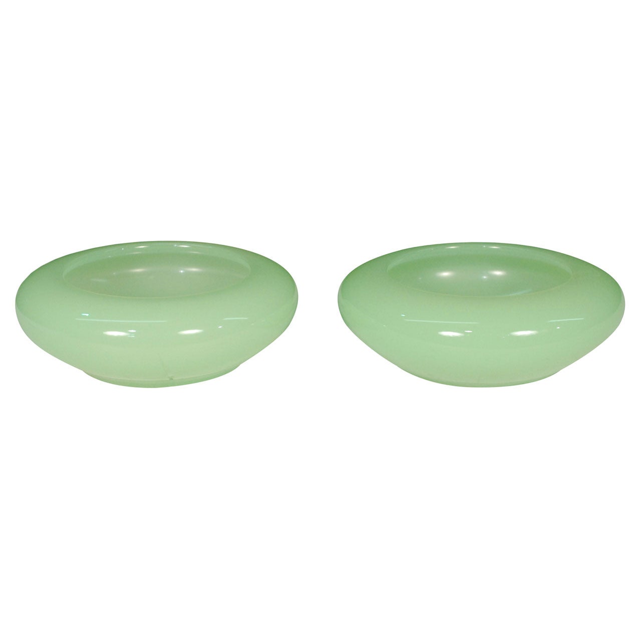 Pair of Early 20th Century Chinese Jade Peking Glass Bowls