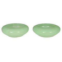 Antique Pair of Early 20th Century Chinese Jade Peking Glass Bowls