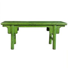 Antique 19th Century Chinese Green Lacquer Bench