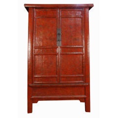 Monumental Crimson Crackle Lacquered Cabinet