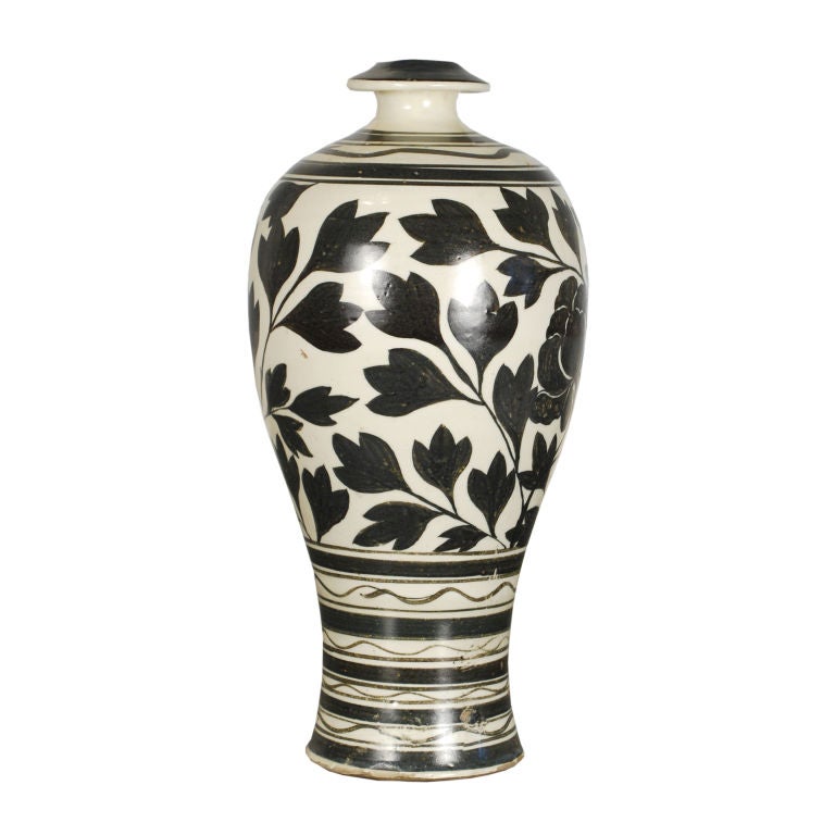 19th Century Chinese Meiping Peony Vase
