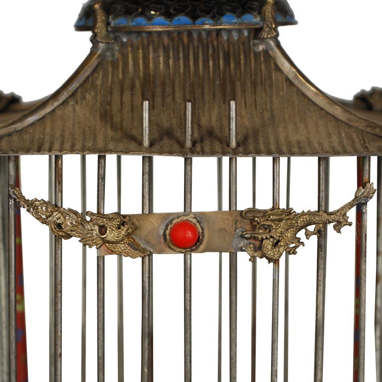 19th Century Chinese Cloisonné Bird Cage In Good Condition In Chicago, IL
