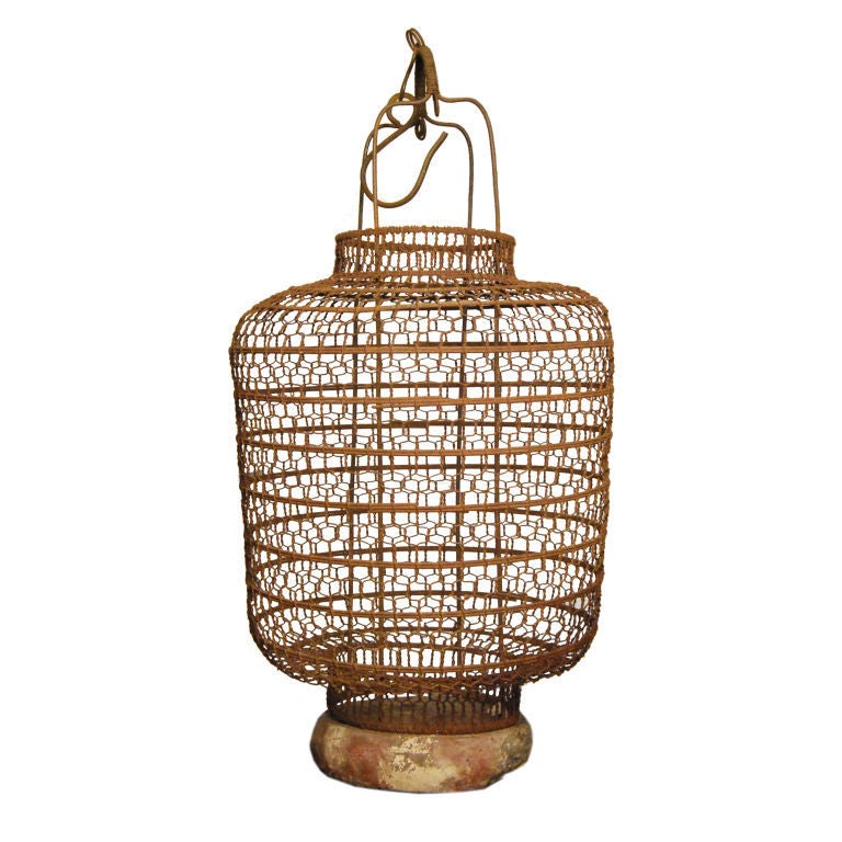 Early 20th Century Chinese Wire Cage Lantern