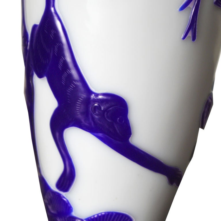19th Century Chinese Blue and White Peking Glass Vase 1