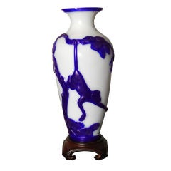 19th Century Chinese Blue and White Peking Glass Vase