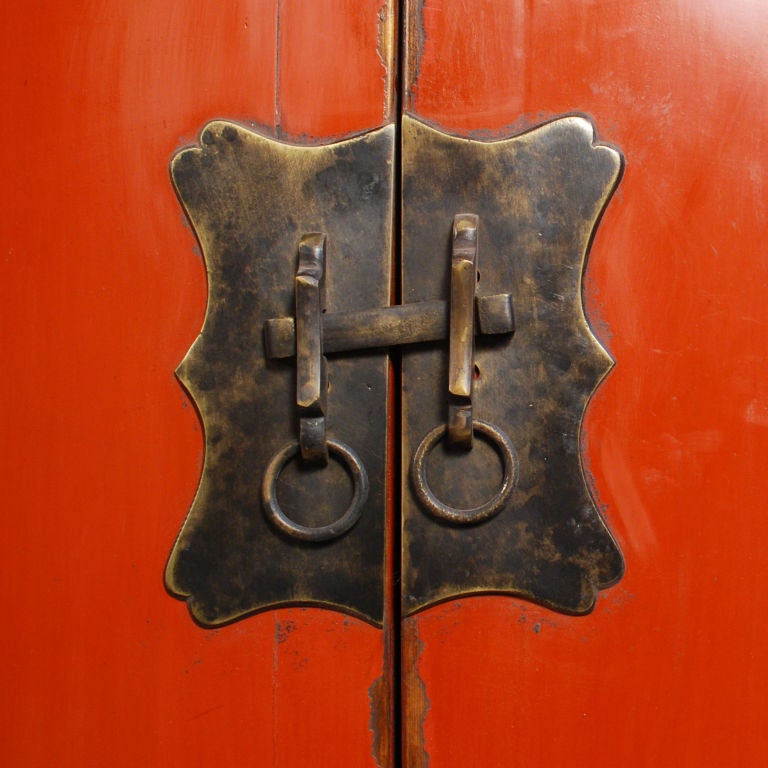 Elm Early 20th Century Chinese Red Lacquer Coffer