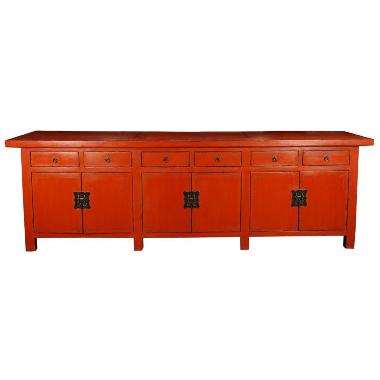 Early 20th Century Chinese Red Lacquer Coffer