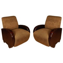 Pair of Chinese Deco Club Chairs