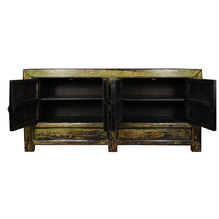 Mongolian Early 20th Century Green Lacquer Chest
