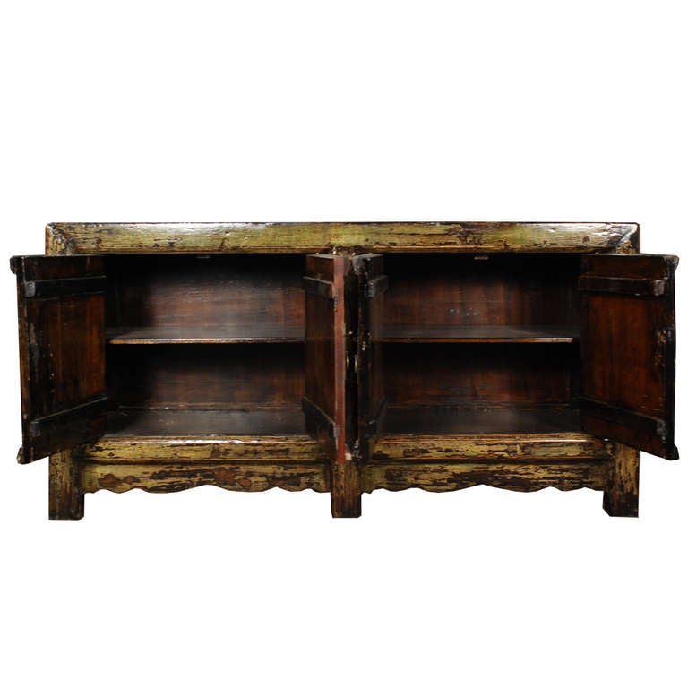Early 20th Century Chinese Four Door Lacquered Coffer