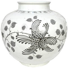 Vintage Floral Painted Chinese Onion Jar