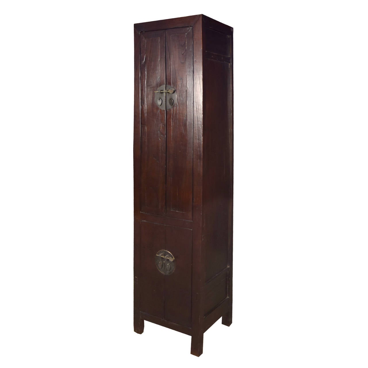 Qing 19th Century Chinese Four-Door Narrow Cabinet