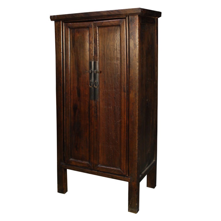 19th Century Chinese Narrow Cabinet In Excellent Condition In Chicago, IL