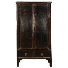 19th Century Chinese Black Crackle Lacquered Cabinet