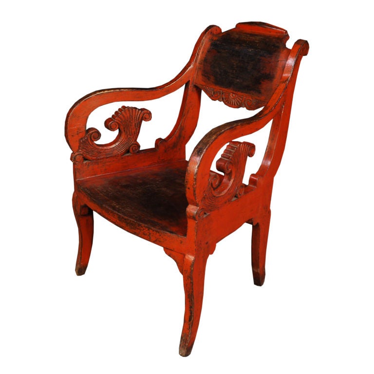 Early 20th Century Red Lacquered Chair