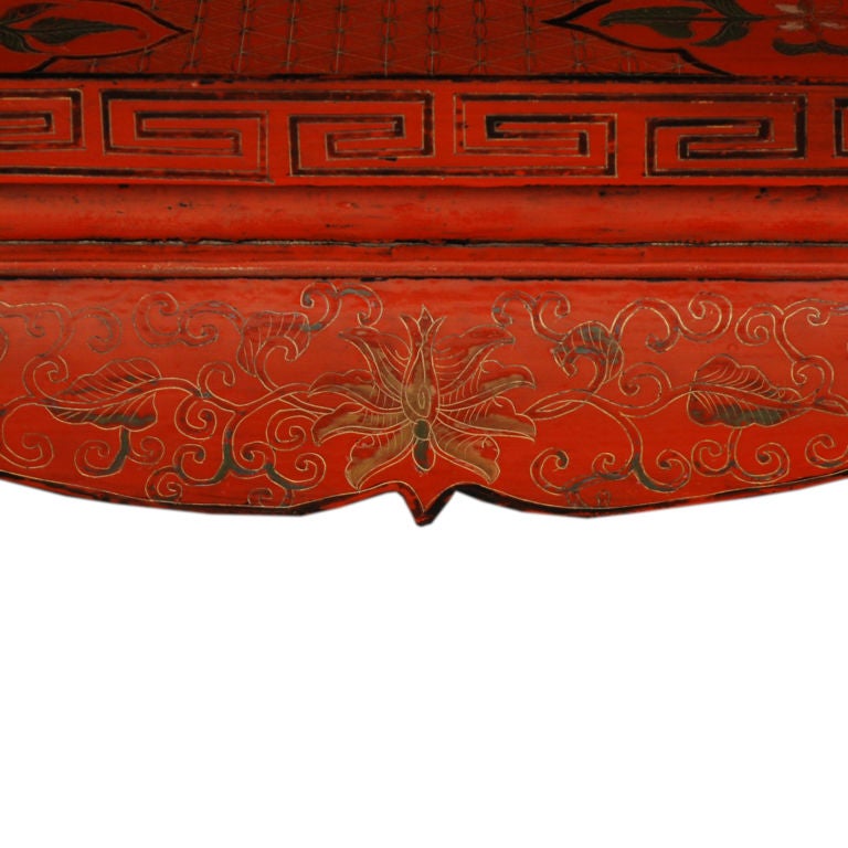 Early 20th Century Chinese Red Lacquered Table 1