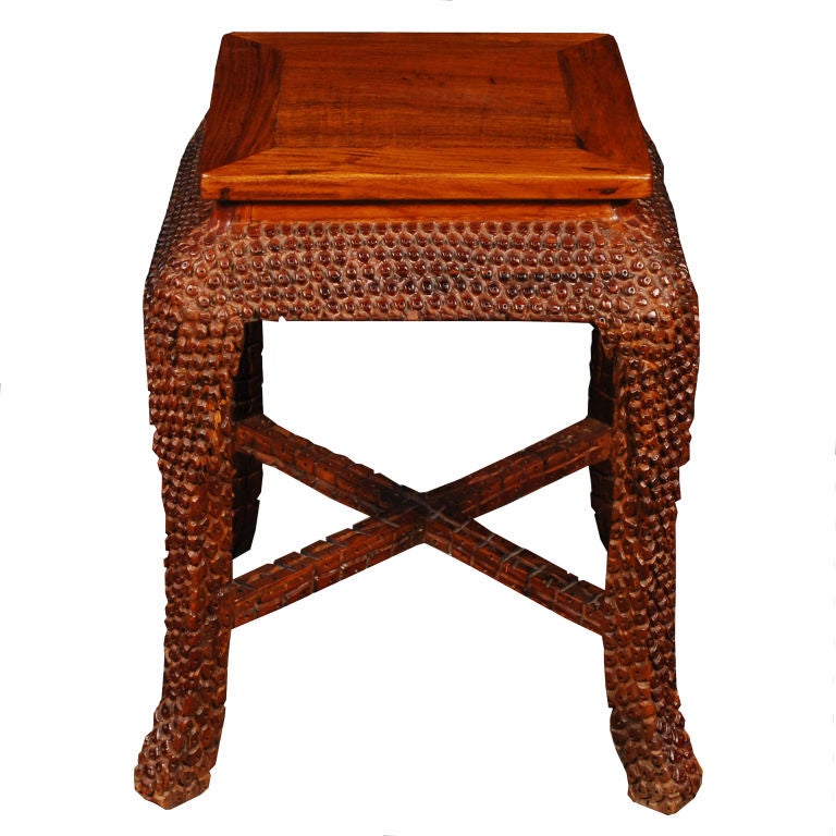 20th Century Chinese Reptilian Tea Table and Stools For Sale at 1stdibs