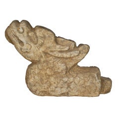 19th Century Chinese Carved Limestone Dragon Finial