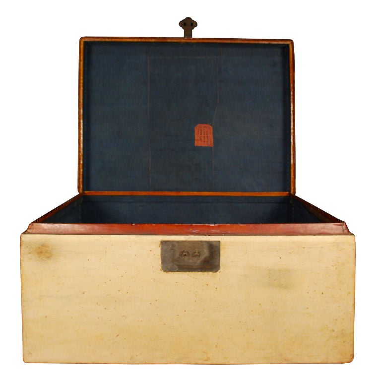 Early 20th Century Chinese White Hide Trunk