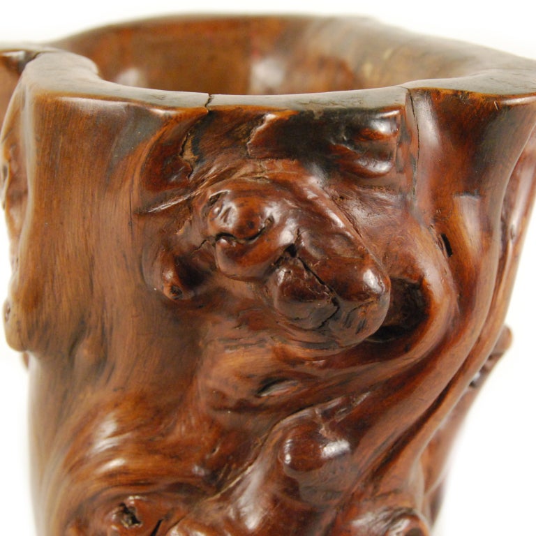 18th Century and Earlier 18th Century Chinese Boxwood Brushpot