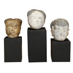 Set of Three Chinese Tomb Relic Heads