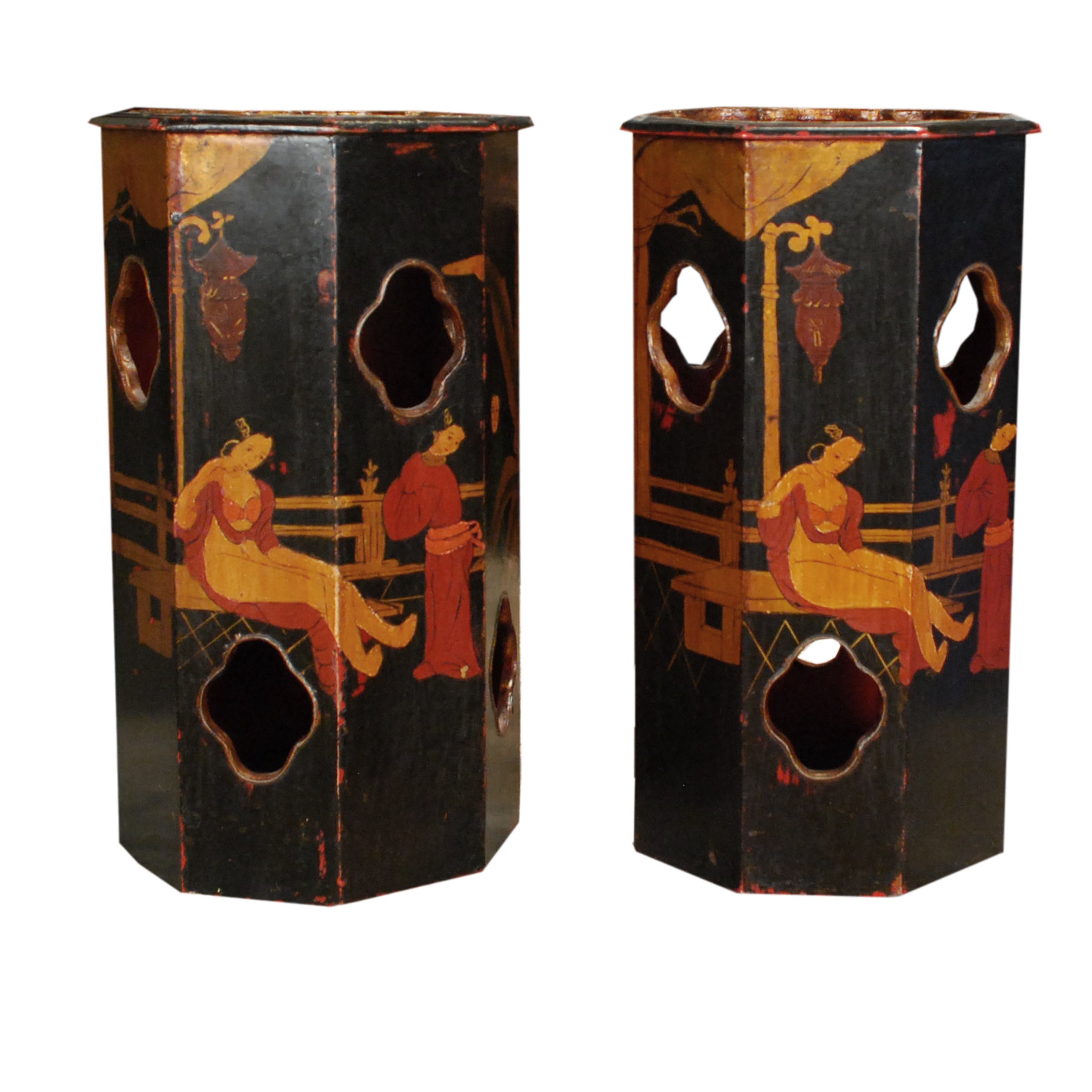 Pair of Early 20th Century Lacquered Hat Stands