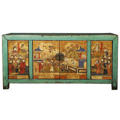 Early 20th Century Chinese Four Door Painted Coffer