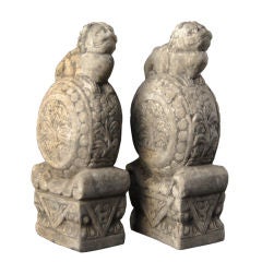 Pair of Miniature 19th Century Chinese Shizi of Good Fortune