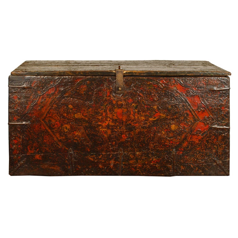 19th Century Tibetan "Double Dragon" Trunk